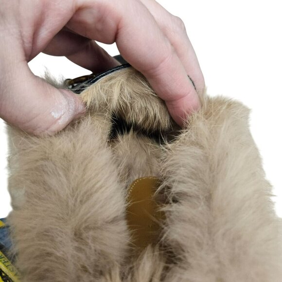 Vertundy Fully Fur-Lined Black Leather Loafers With Gold Buckle Detail Size 6.5 - Picture 6 of 10